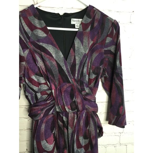 North Style Stunning Swirl Pattern Midi Dress Size S Purple Elegant & Versatile - Picture 10 of 11